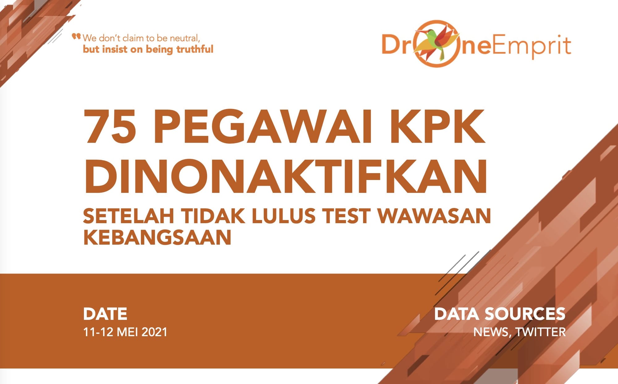 75 PEGAWAI KPK DINONAKTIFKAN
SETELAH TIDAK LULUS TEST WAWASAN KEBANGSAAN