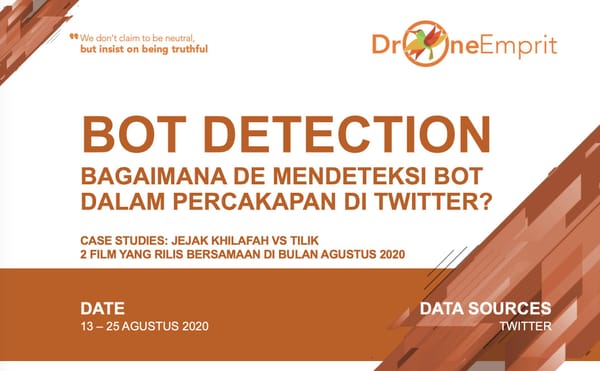 BOT DETECTION
Bagaimana DE mendeteksi bot dalam percakapan di Twitter?